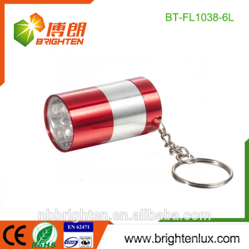 Le cadeau coloré le plus vendu Matériel en aluminium Petite taille de poche Promotionnelle 6 Porte-clés à led Torche mini led keychain